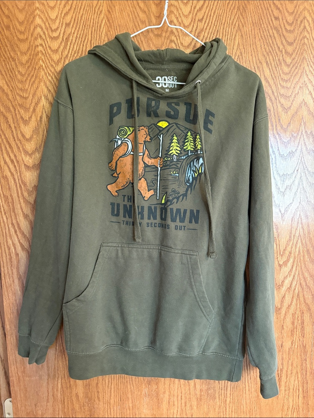 Olive Green Graphic Pullover Hoodie - 30 Seconds Out